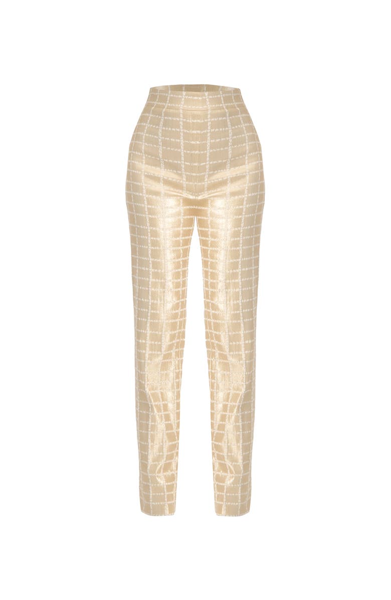 IVONNE High-Waisted Metallic Check Pants, Alternate, color, Gold