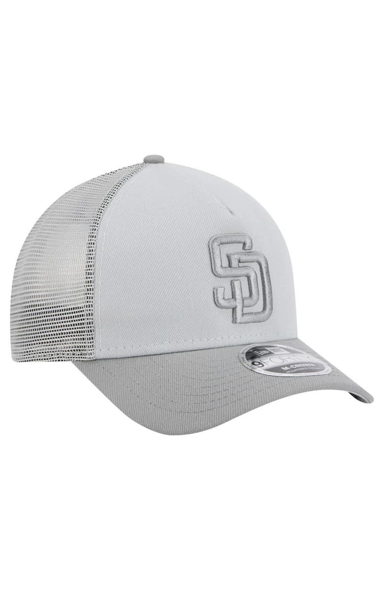 New Era Men's New Era Gray San Diego Padres Color Pack A-Frame 9FORTY Trucker Adjustable Hat, Alternate, color, 