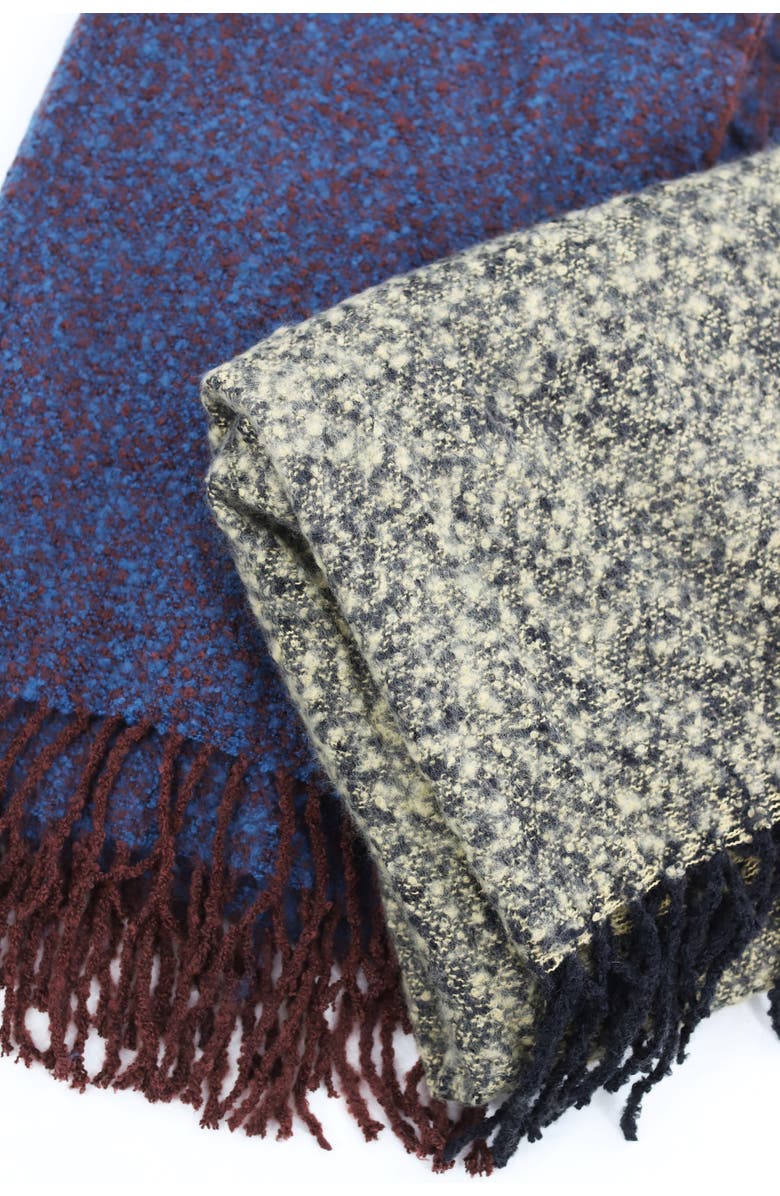 La Fiorentina Plush Scarf with Fringe, Alternate, color, Black/Ivory