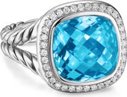David Yurman Albion® Ring in Sterling Silver with Blue Topaz & Diamonds, 11mm