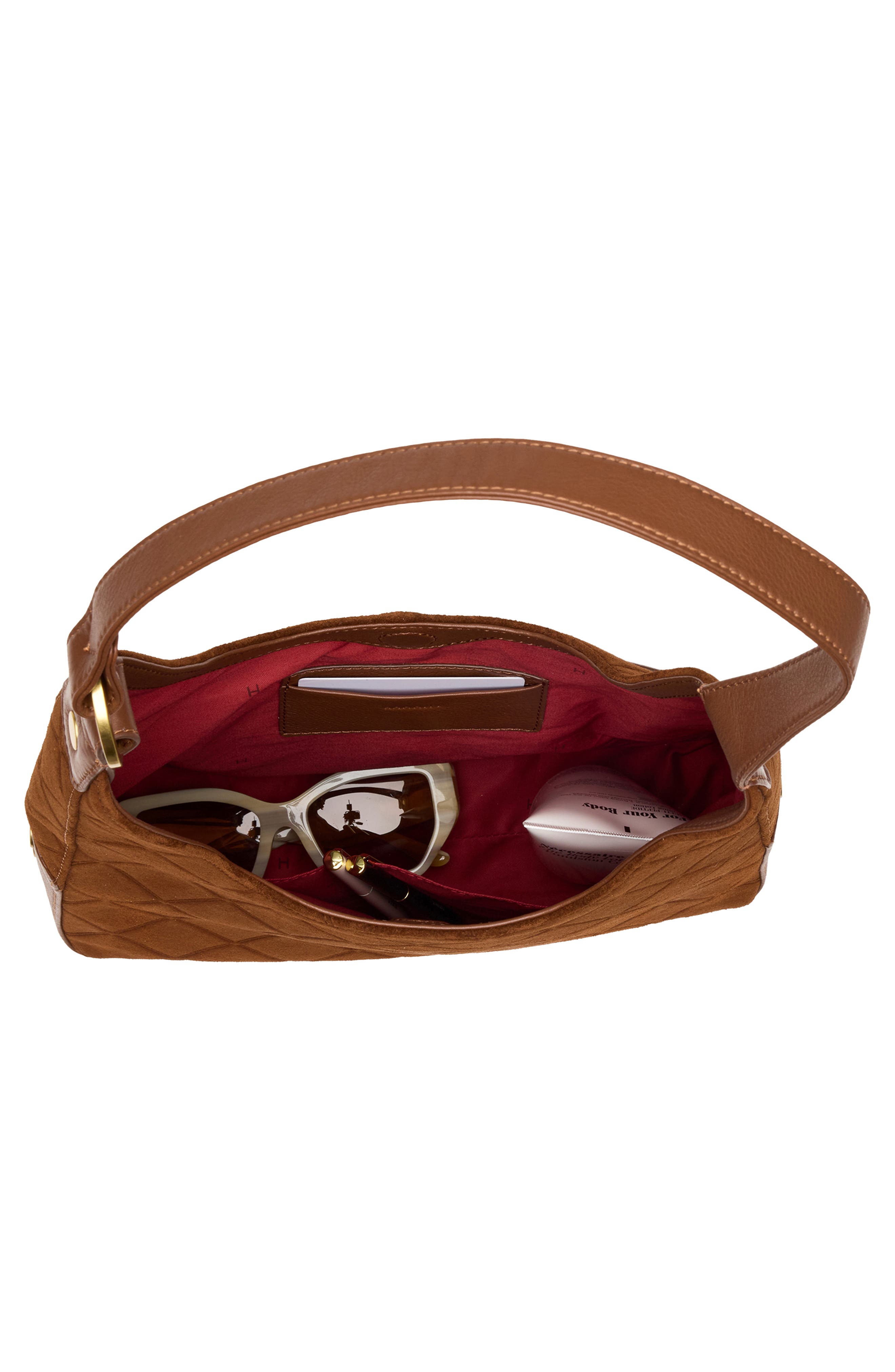 HAMMITT Medium Tim Leather Shoulder Bag, Alternate, color, Chocolate Diamond Suede/Gold