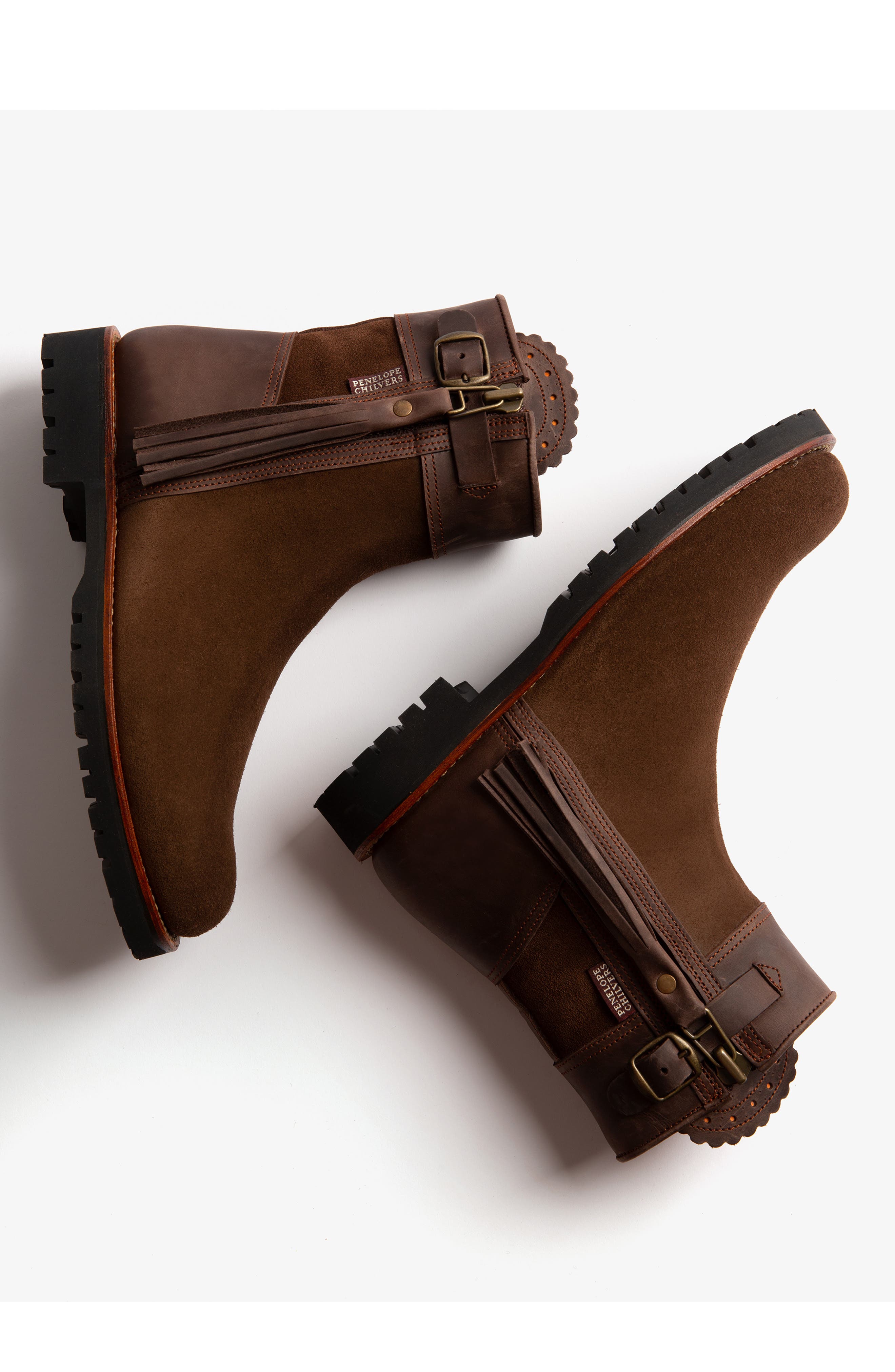 Penelope Chilvers Cropped Leather Tassel Waterproof Boot, Alternate, color, Dark Oak