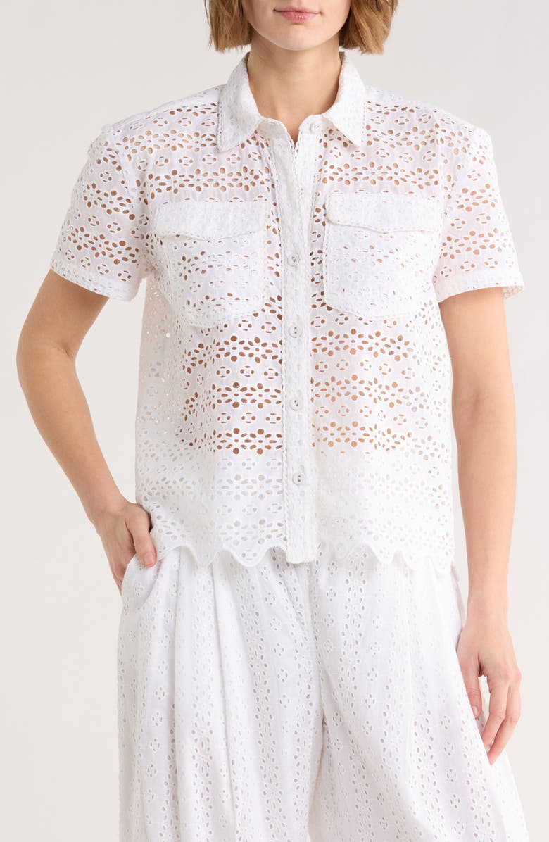 NSR Eyelet Button-Up Shirt, Main, color, White