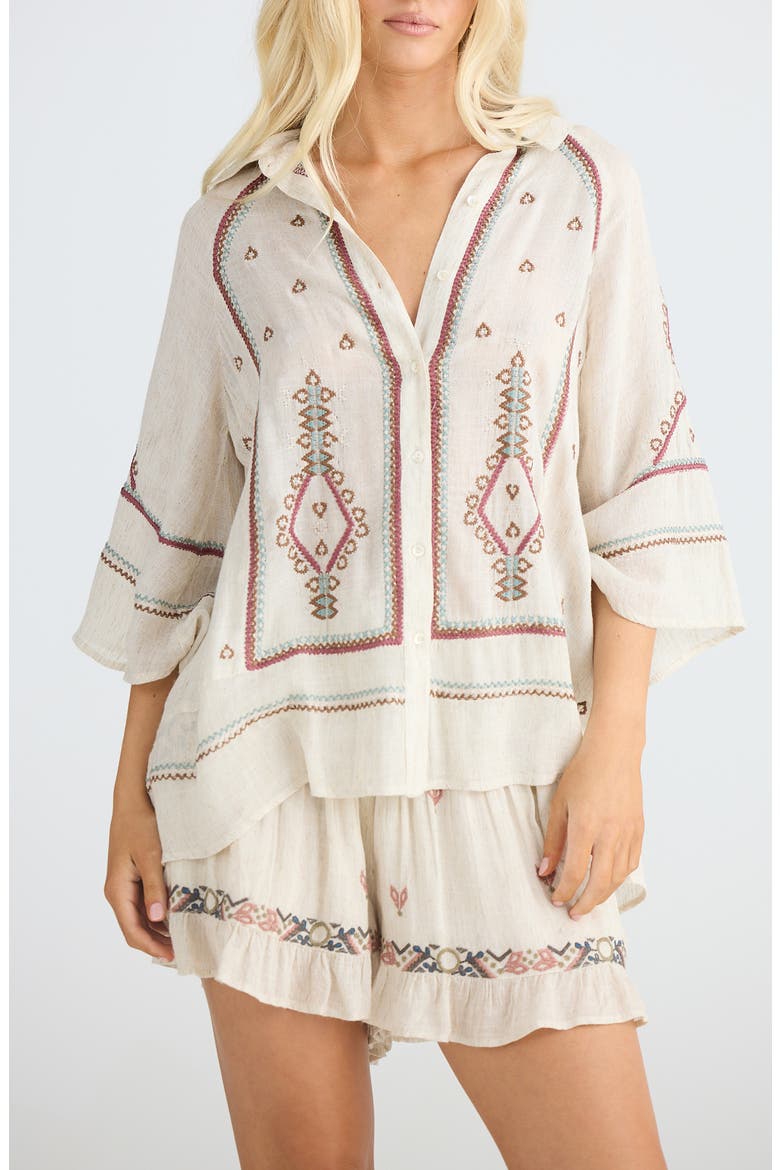 Ithika Embroidered Shirt, Main, color, LIGHT NATURAL