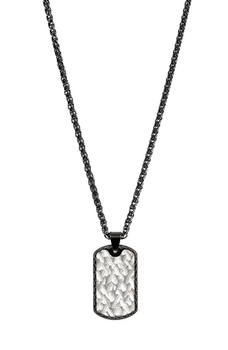 AMERICAN EXCHANGE Men's Siviglia Dog Tag Pendant Necklace, Alternate, color, Gun/Silver