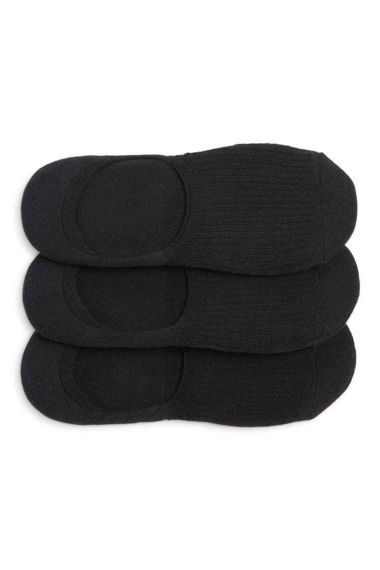3-Pack Cotton Blend No-Show Liner Socks, Main, color, BLACK