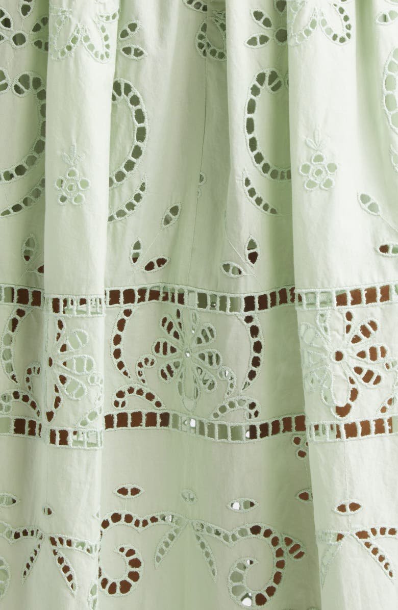 Alice + Olivia Anya Embroidered Cotton Maxi Dress, Alternate, color, Light Sage