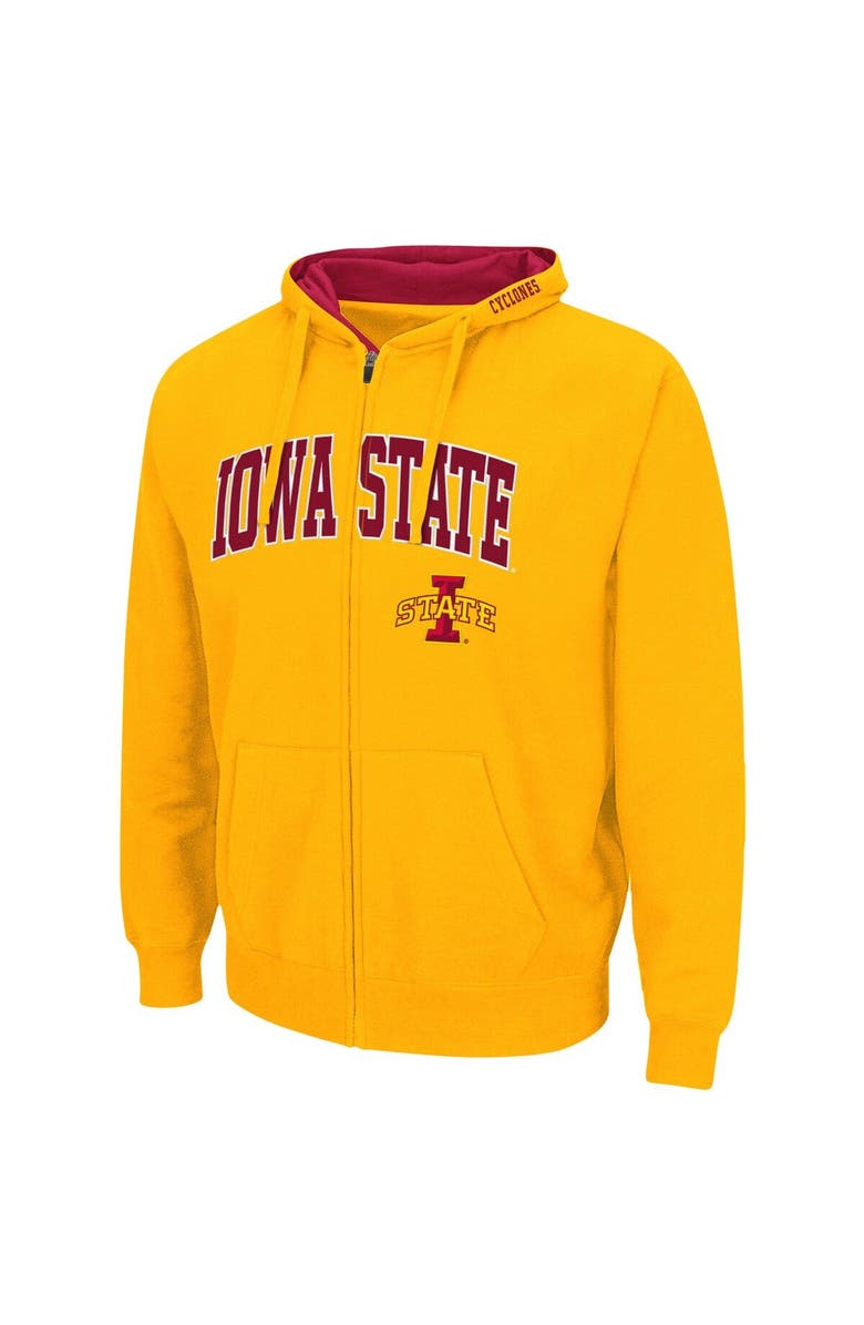 COLOSSEUM Men's Colosseum Gold Iowa State Cyclones Arch & Logo 3.0 Full-Zip Hoodie, Alternate, color, 