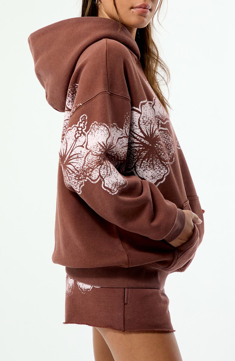 PacSun Hibiscus Print Cotton Blend Hoodie, Alternate, color, Brown