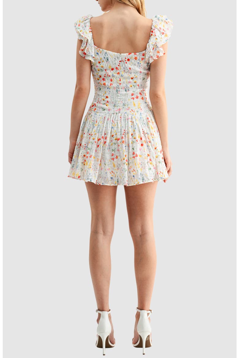 Flutter Sleeve Dropwaist Minidress, Alternate, color, IVORY RED FLORAL