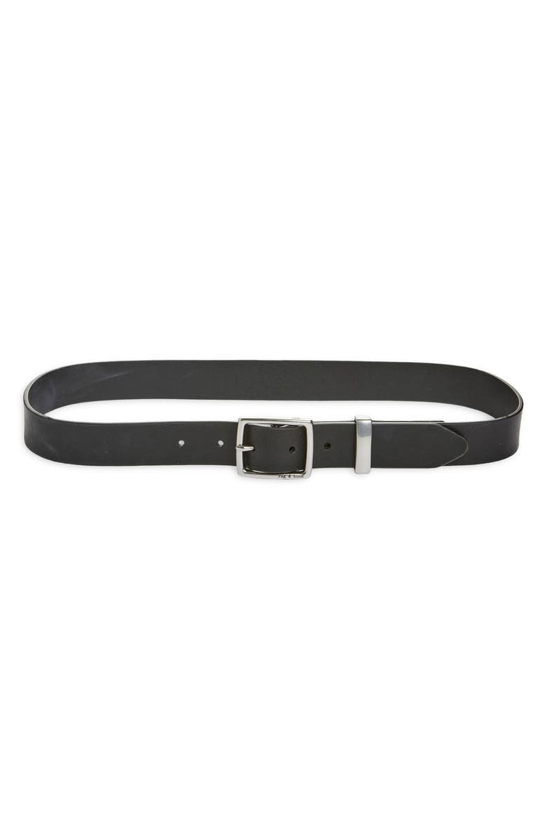 rag & bone X Boyfriend Leather Belt, Main, color, Black