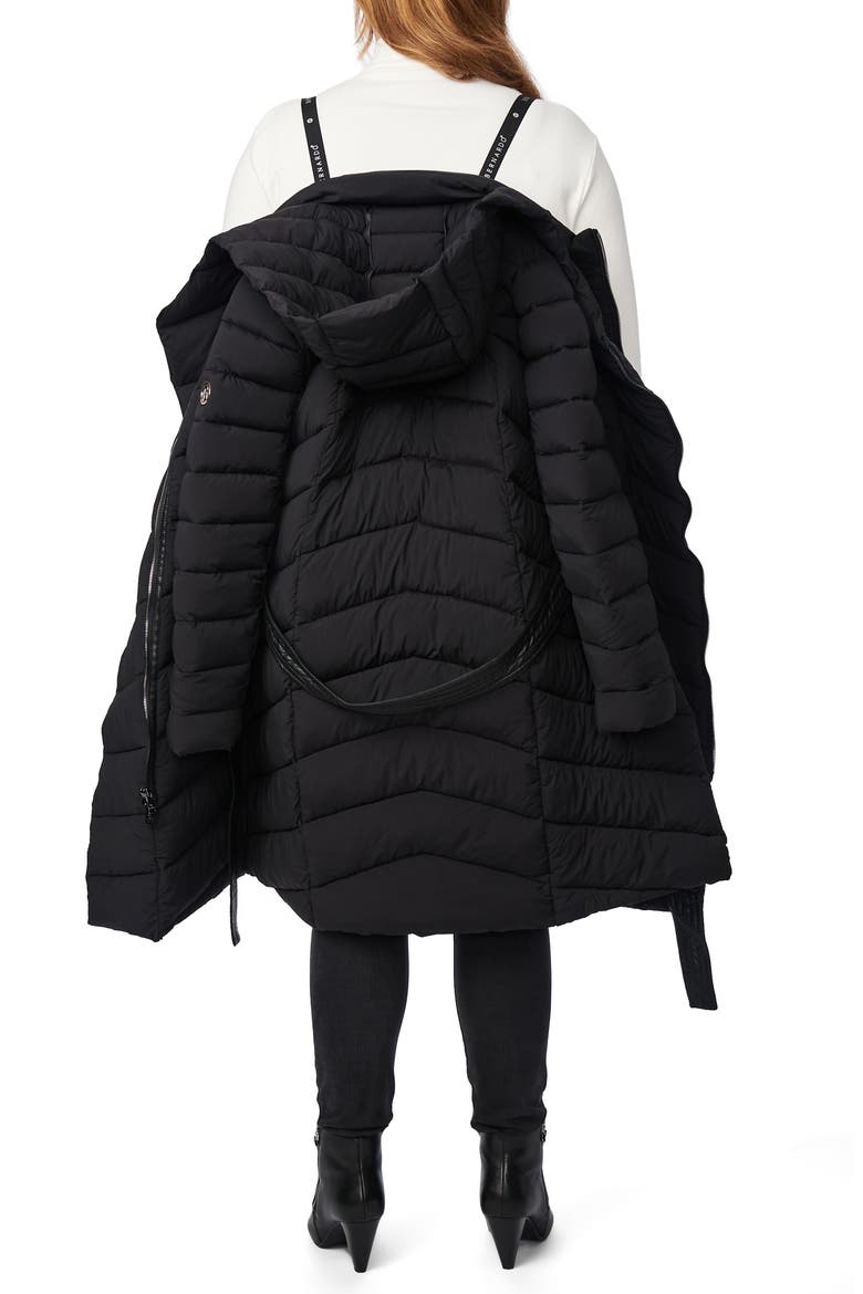 Asymmetrical Zip Belted Puffer Coat, Alternate, color, BLACK