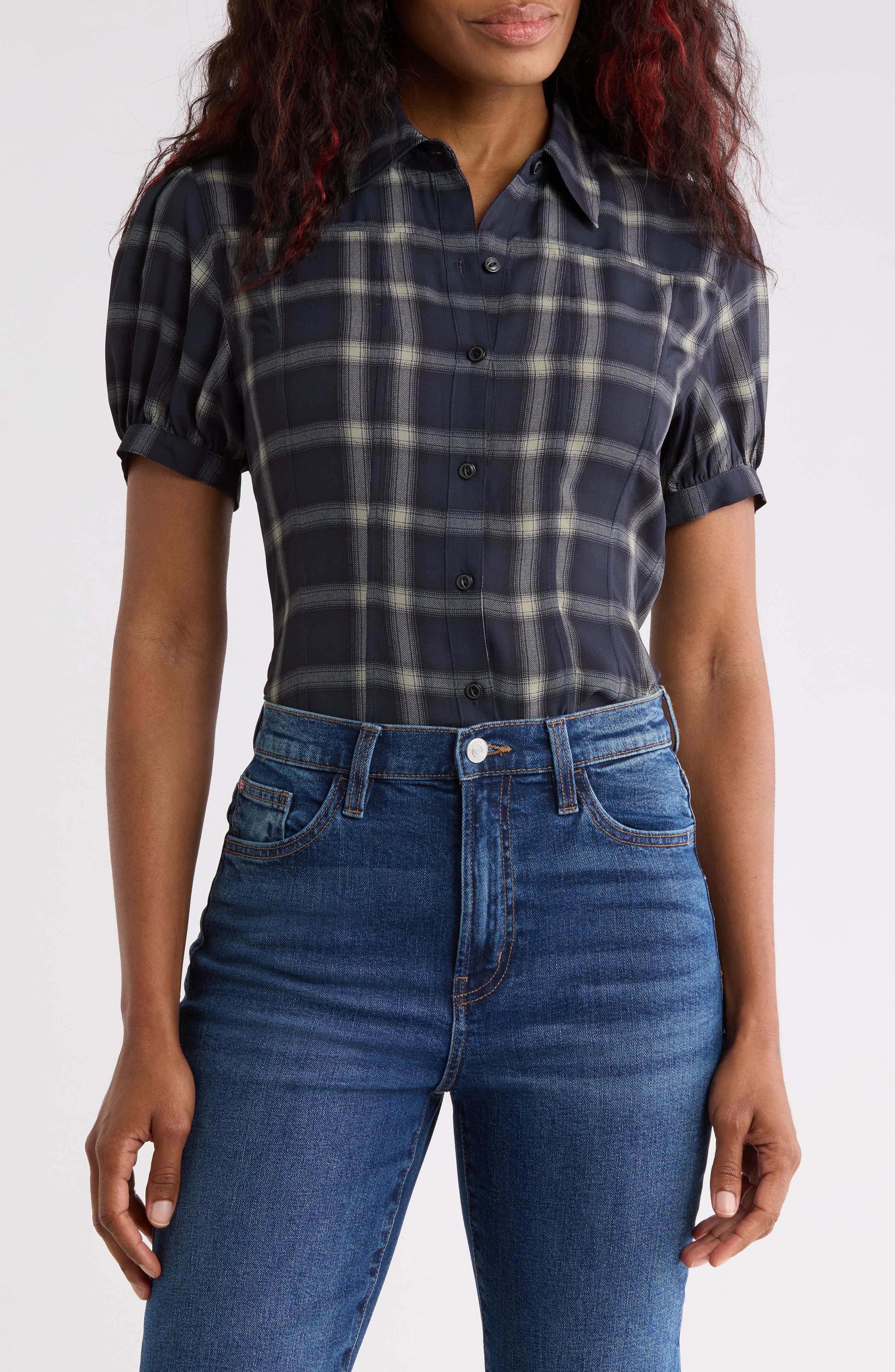 Michelle Chiffon Plaid Shirt