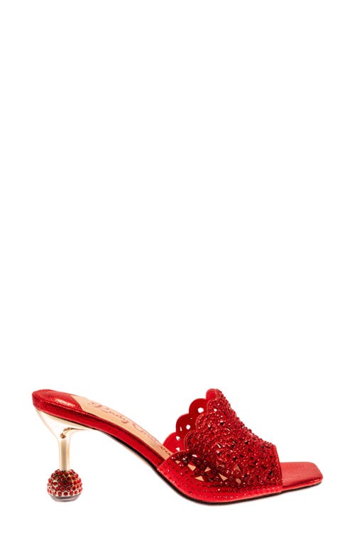 Lady Couture Rhinestone Laser Cut Sandal In Red