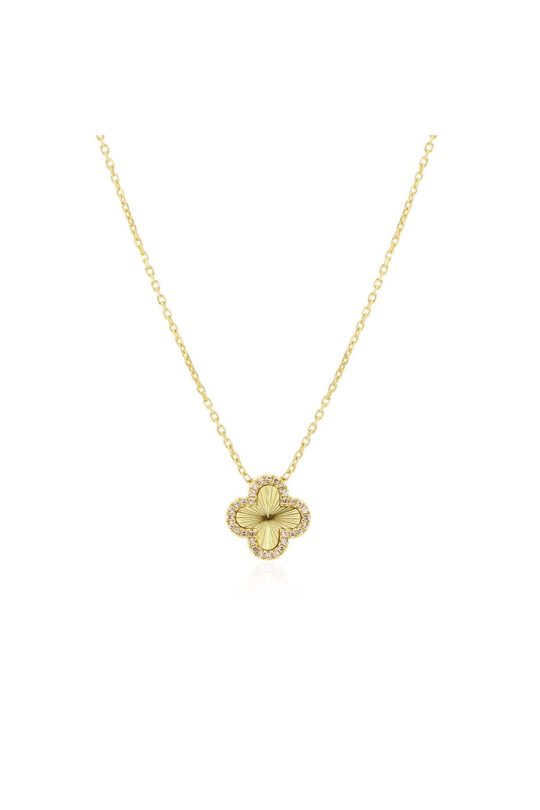 Fluted Gold Diamond Single Clover Necklace, Main, color, Yellow Gold