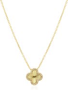 The Lovery Fine Jewelry Fluted Gold Diamond Single Clover Necklace