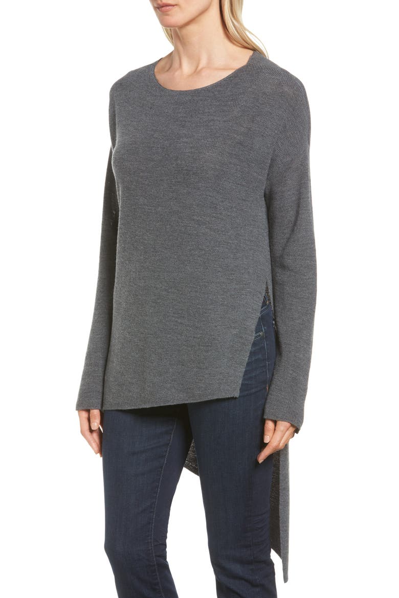 Asymmetrical Merino Wool Pullover, Alternate, color, ASH