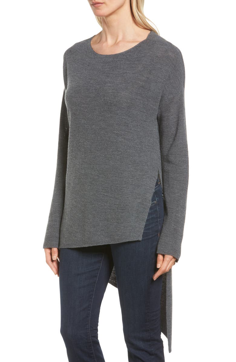 Eileen Fisher Asymmetrical Merino Wool Pullover, Alternate, color, 