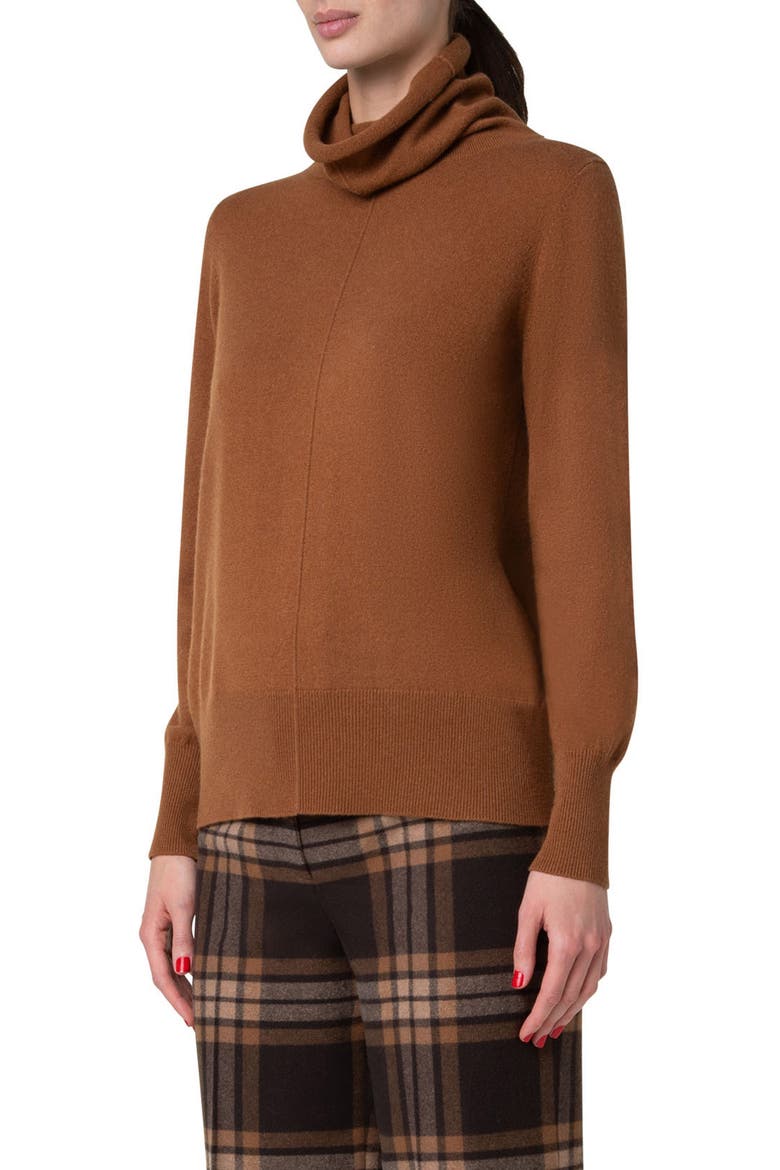 Cowl Turtleneck Cashmere Sweater, Alternate, color, VICUNA