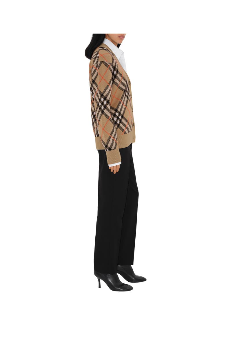 Check Wool Mohair Blend Cardigan, Alternate, color, Sand beige