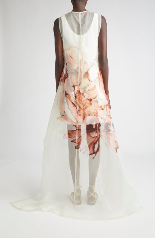 Jason Wu Collection Burnt Floral Silk Organza Gown In White