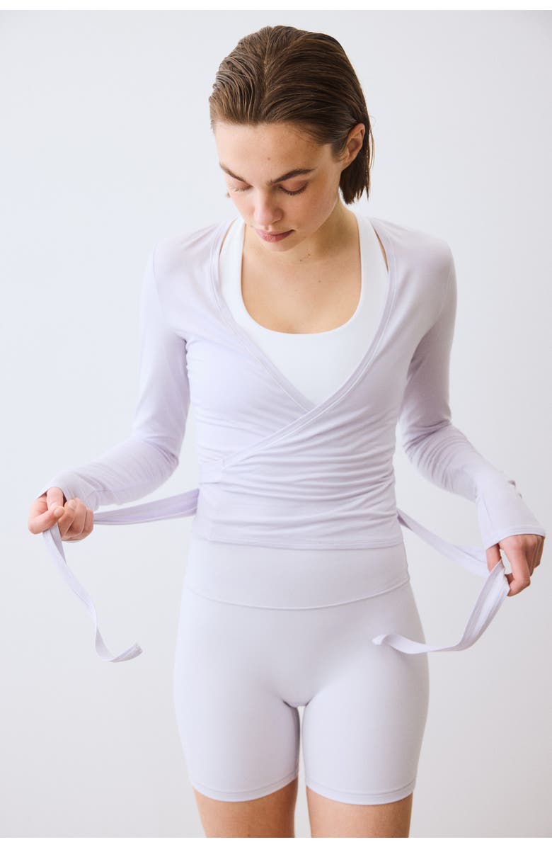 H&M Sports Wrap Top In Modal, Alternate, color, Lilac