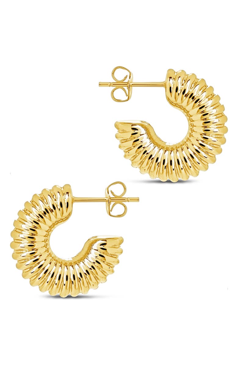 Sterling Forever Eliza Ribbed Hoop Earrings, Alternate, color, Gold