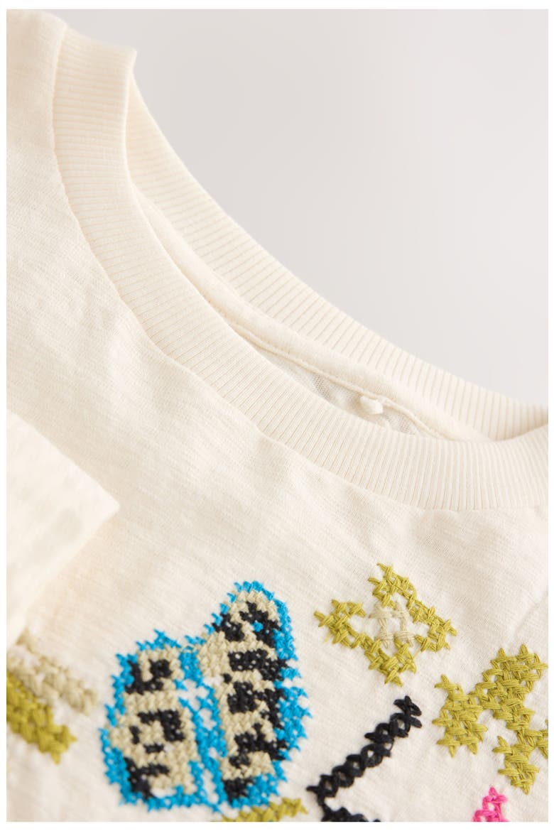 Kids' Embroidered Butterfly Long Sleeve T-Shirt, Alternate, color, NEUTRAL