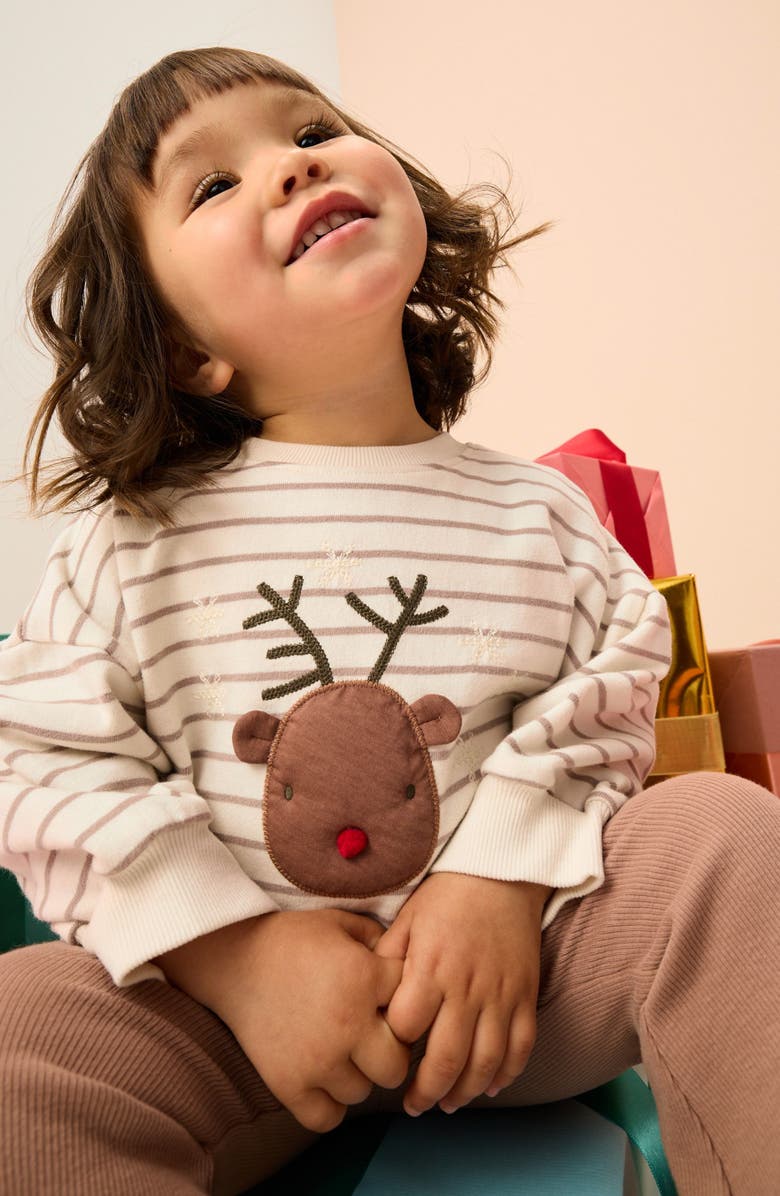 NEXT Kids' Reindeer Long Sleeve T-Shirt & Flare Leggings Set, Alternate, color, Neutral