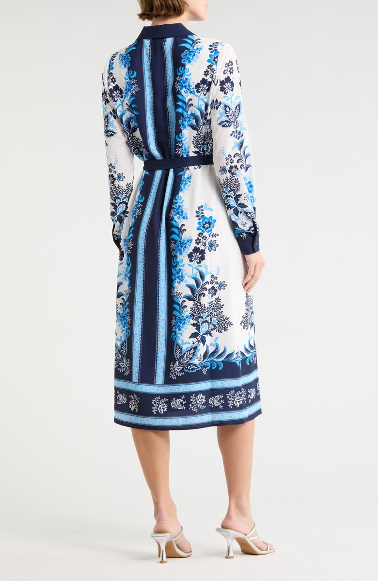 T Tahari Floral Long Sleeve Shirtdress, Alternate, color, Marina Garden Print