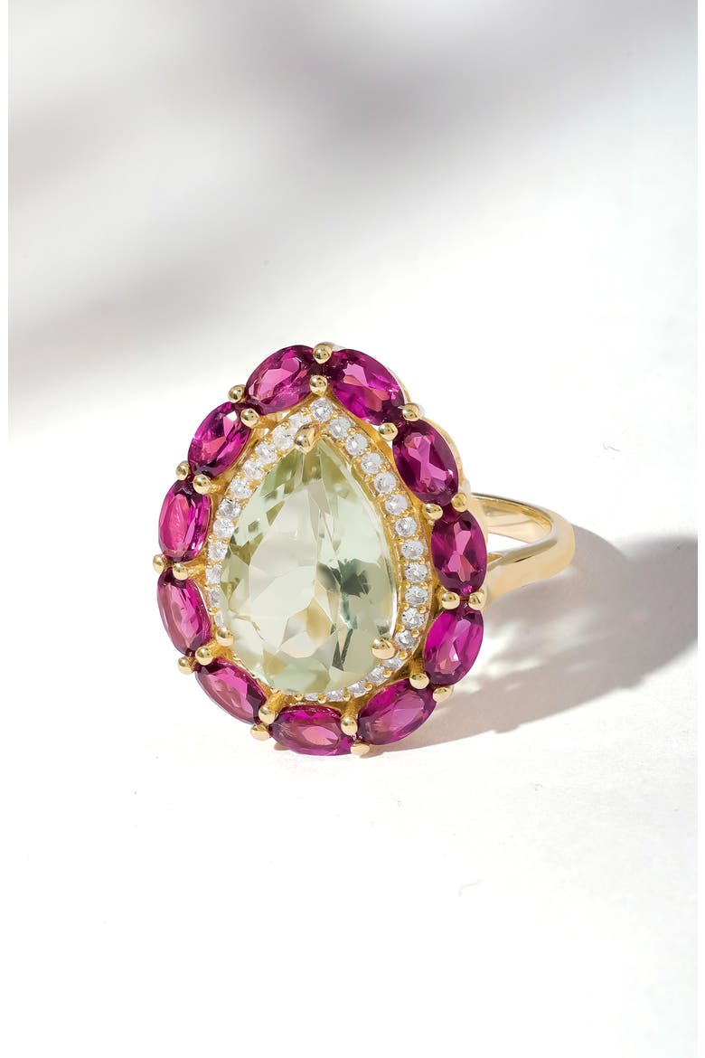 Green Amethyst & Lab Created Ruby Statement Ring, Alternate, color, GREEN