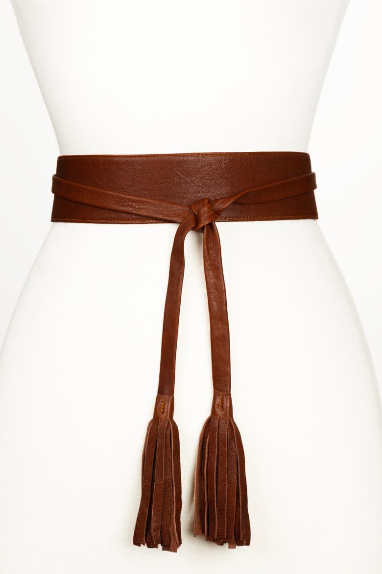 Wrap leather belt, Main, color, Cognac