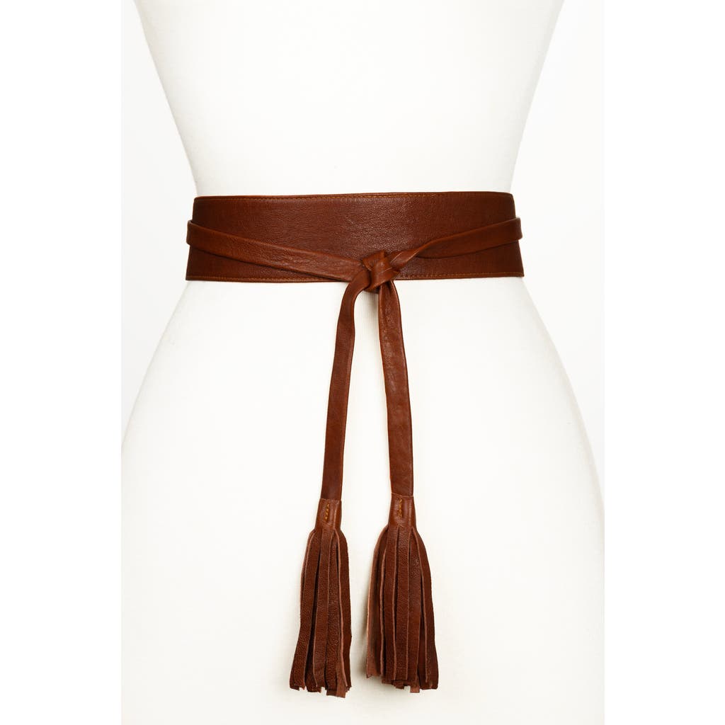 Raina Belts Wrap Leather Belt In Brown