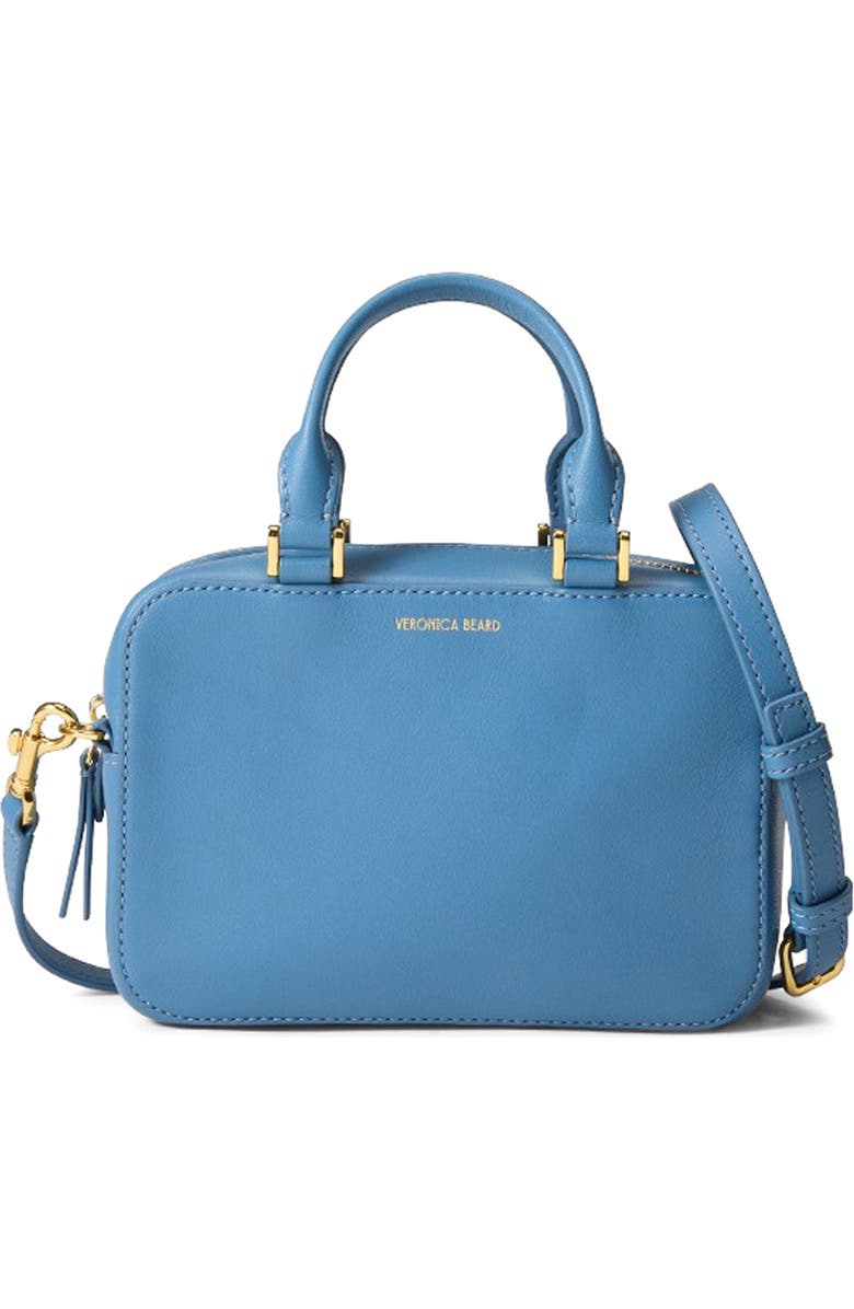 Veronica Beard Boxy Top Handle Leather Bag, Main, color, Blue Lake