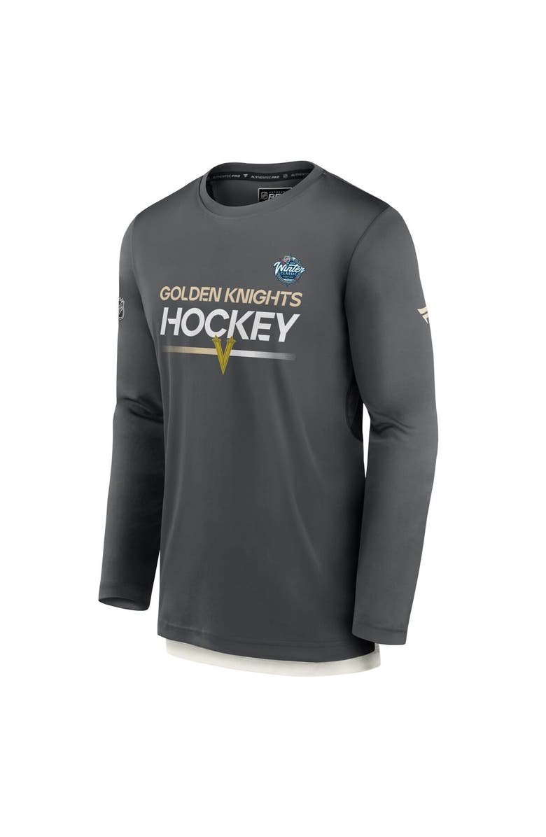 FANATICS Men's Fanatics Branded Charcoal Vegas Golden Knights 2024 NHL Winter Classic Authentic Pro Tech Long Sleeve T-Shirt, Alternate, color, Charcoal