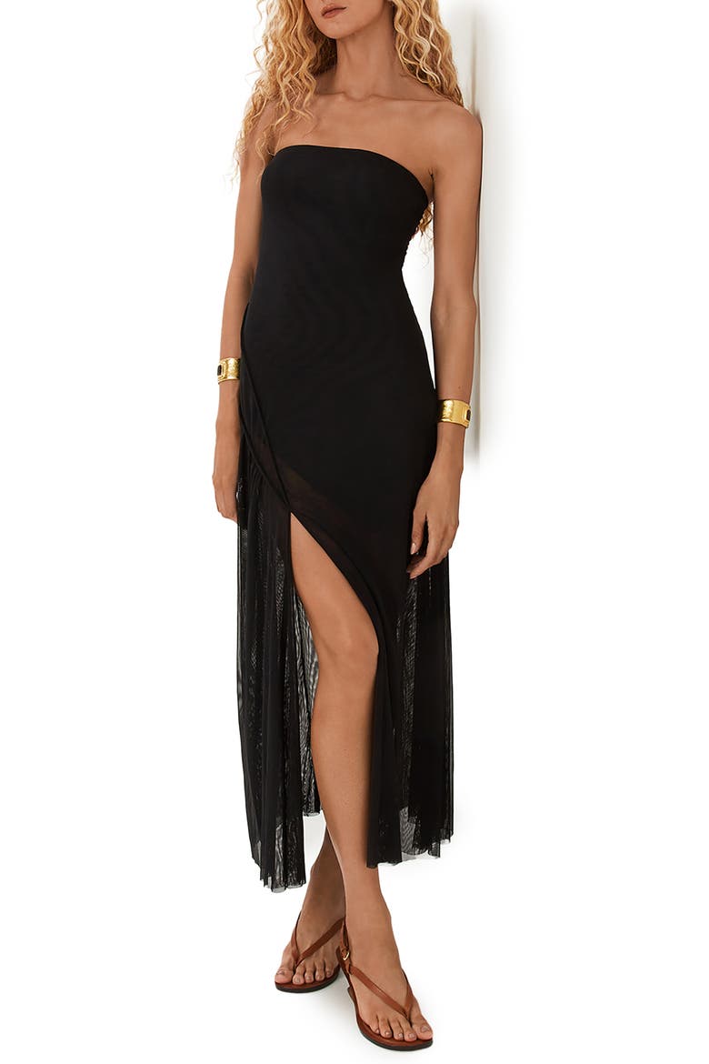 Lavi Strapless Maxi Cover-Up Dress, Main, color, BLACK