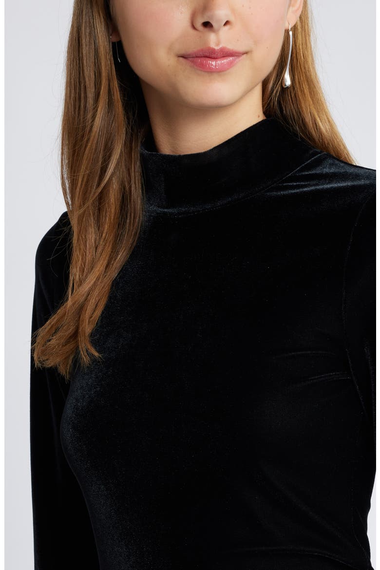 Long Sleeve Velvet Top, Alternate, color, BLACK