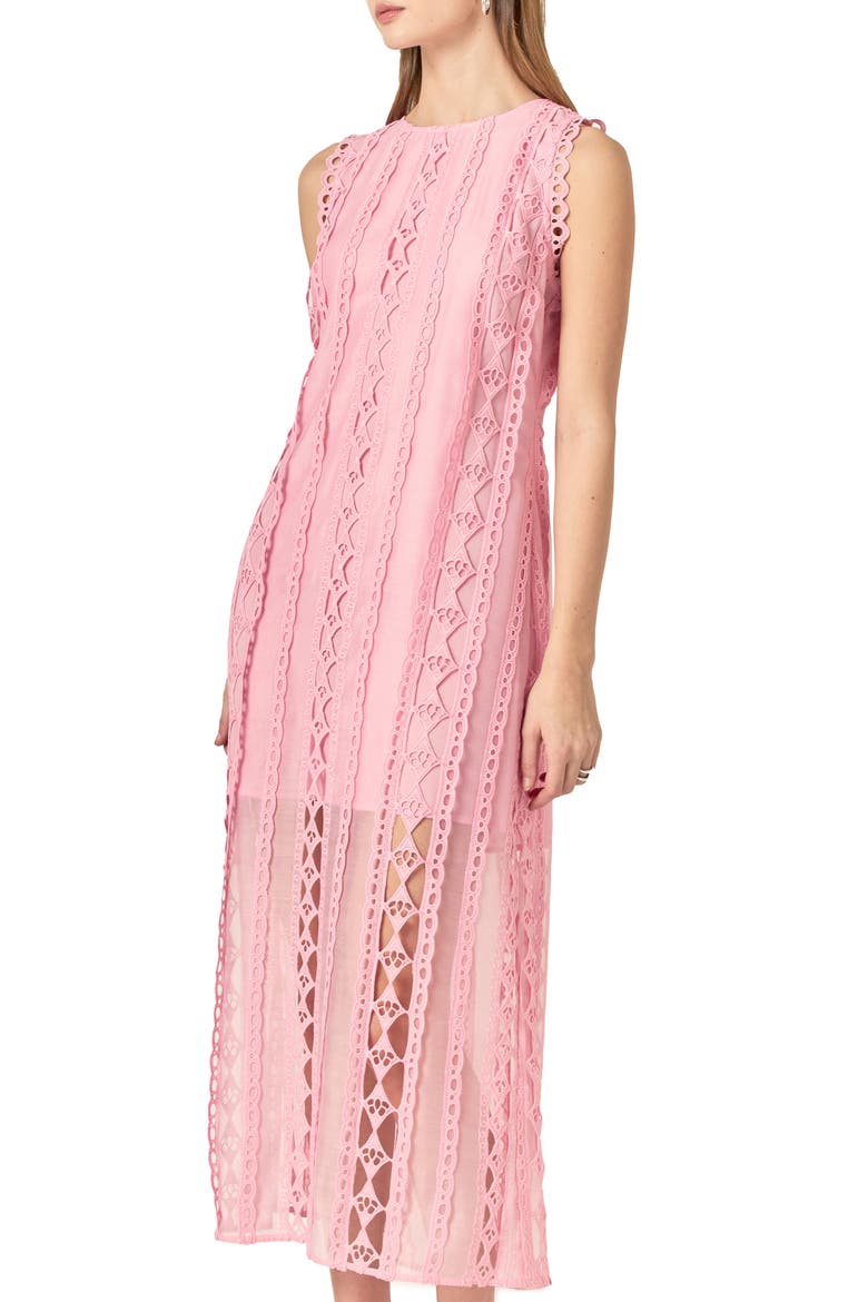 Lace Overlay Midi Dress, Alternate, color, PINK