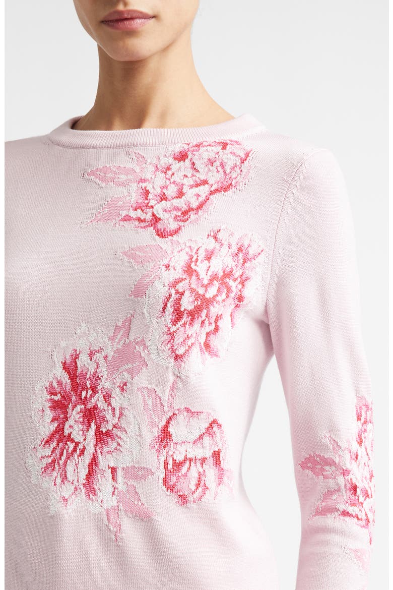 Peony Merino Wool & Silk Blend Intarsia Sweater, Alternate, color, PEONY MULTI