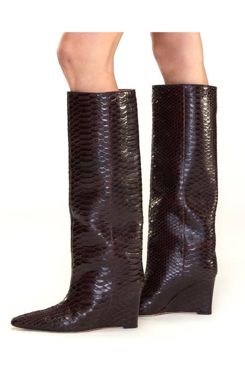 Cynthia Rowley Embossed Leather Wedge Boot In Brown