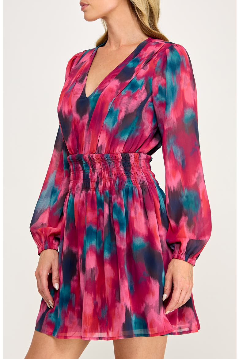 Smocked Waist Minidress, Alternate, color, MAGENTA BLUR