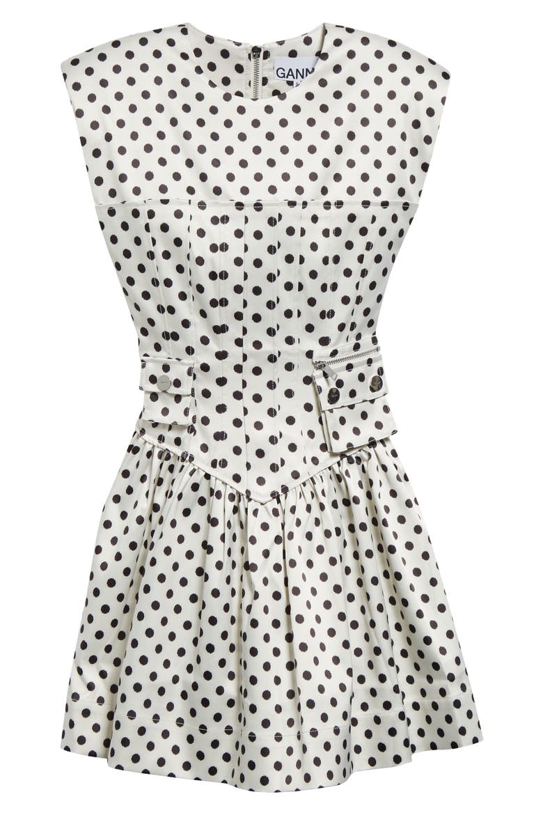 Print Dot Corset Minidress, Alternate, color, EGRET