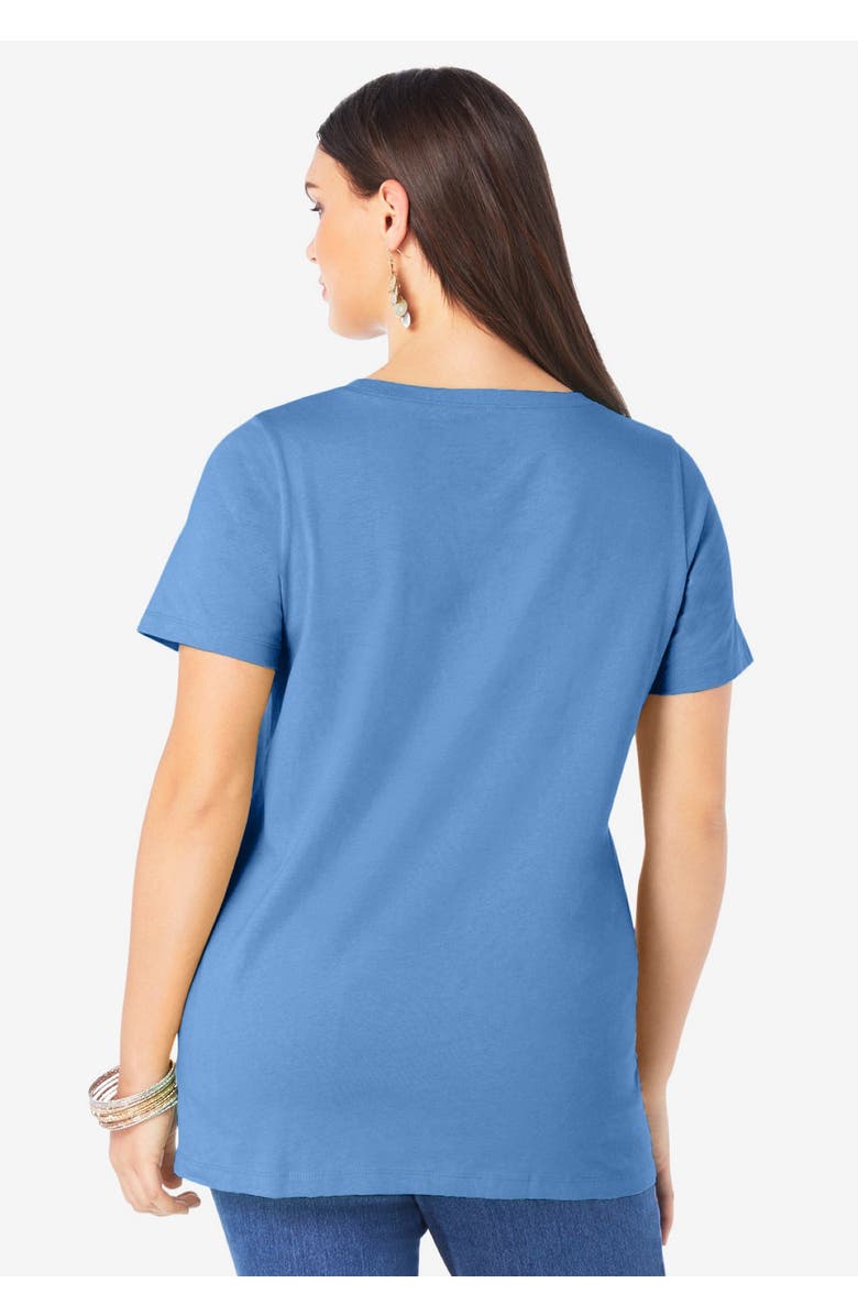 Roaman's Plus Size Cotton Ultimate Crewneck Tee, Alternate, color, Pale Blue