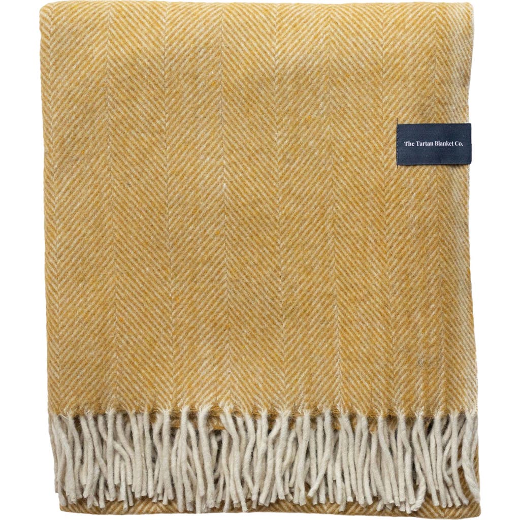 Tbco Recycled Wool Blend Throw Blanket In Yellow