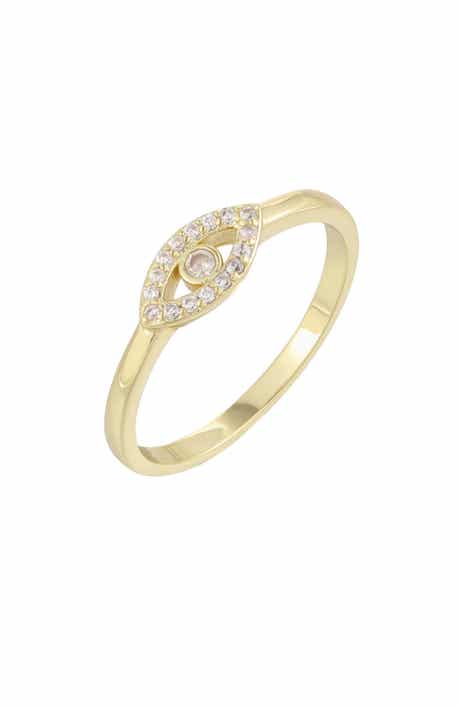 14k Gold Plated Cubic Zirconia Evil Eye Ring