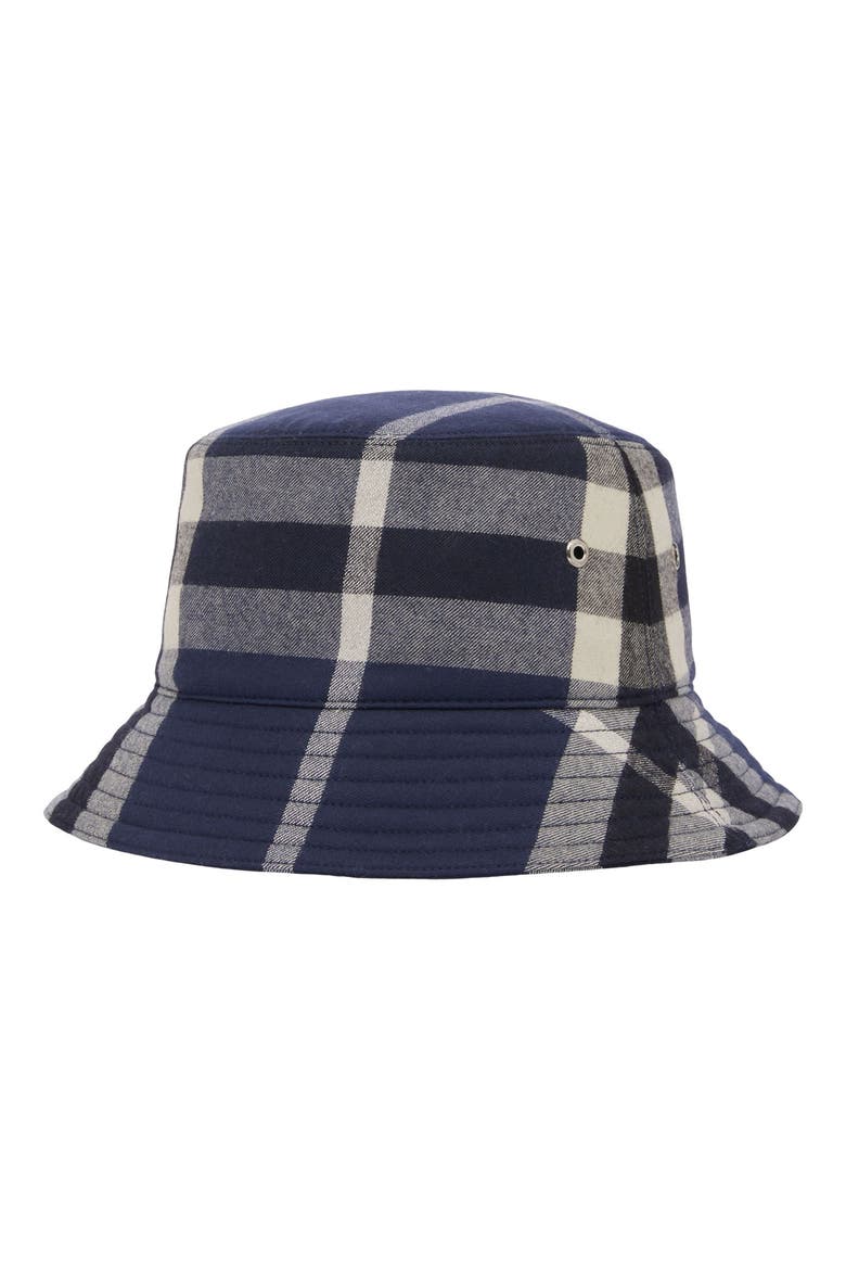 Check Wool Flannel Bucket Hat (Nordstrom Exclusive), Alternate, color, DARK CHARCOAL BLUE
