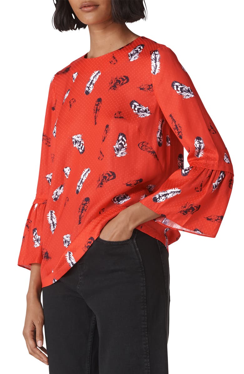 Whistles Millie Feather Print Top, Main, color, 