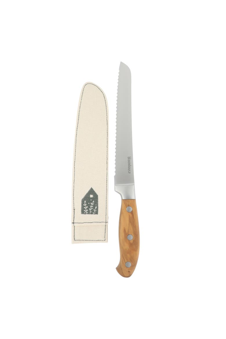 German Steel Bread Knife W/ Italian Olive Wood Forged Handle, Alternate, color, Natural Wood