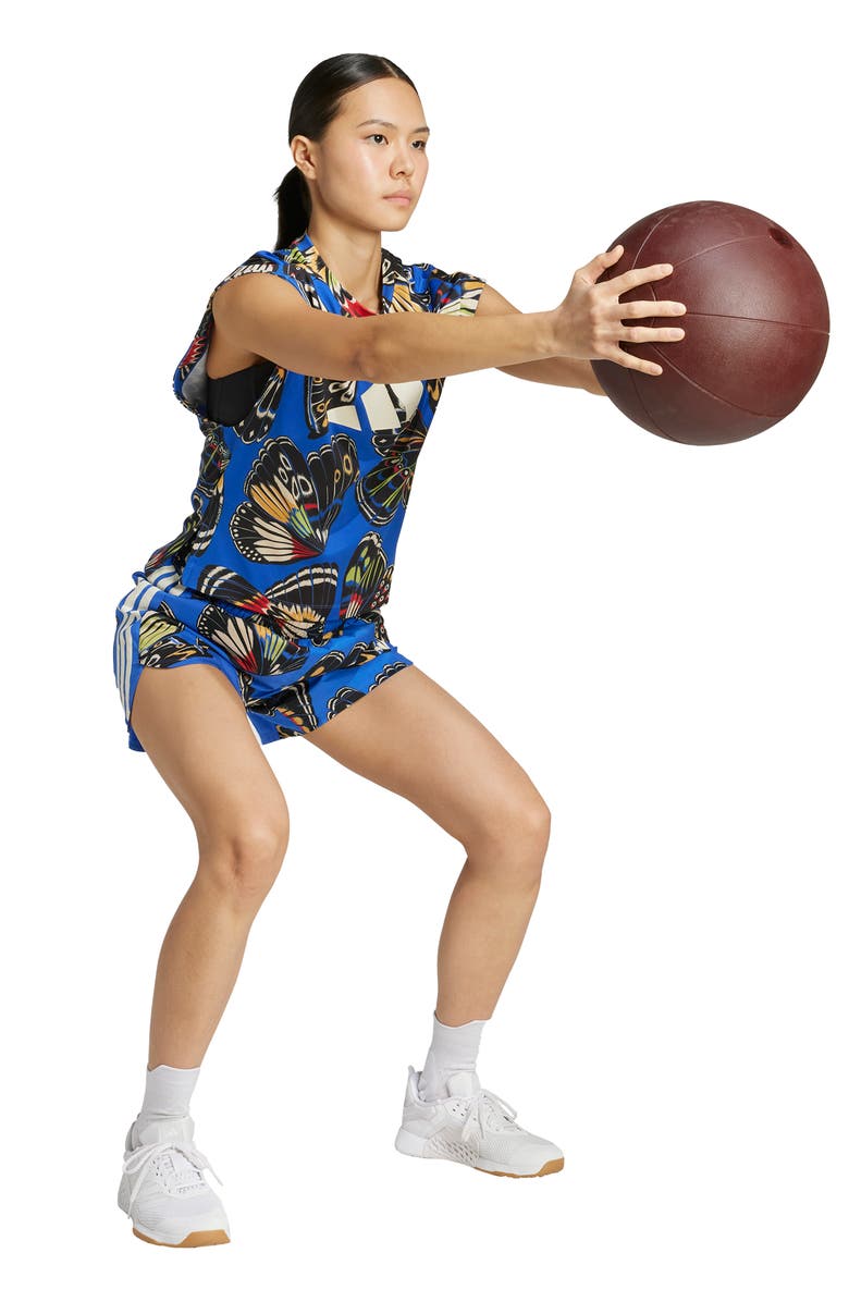 ADIDAS X FARM RIO x FARM Rio Butterfly Print Shorts, Alternate, color, Black/Hirb