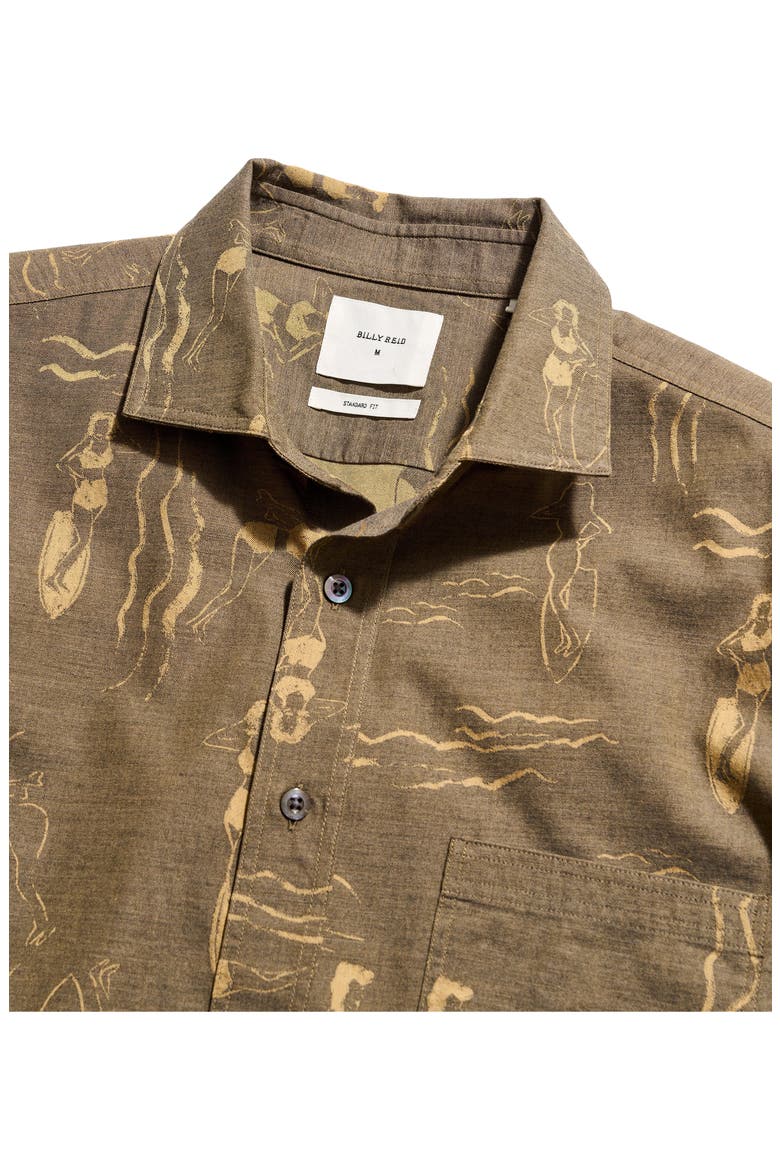 Surf Ladies Mélange Short Sleeve Button-Up Shirt, Alternate, color, ASPHALT